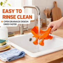 Niedlicher Hängeschwammhalter mit Abfluss, Urinierschwammhalter, Schwammhalter für die Küchenspüle, Orange