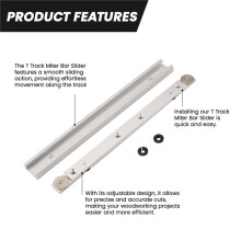 T Track Miter Bar Slider,Aluminium Alloy Miter Bar,Jig and Fixture Bar Slider Table Saw Gauge Rod Wiith Chute