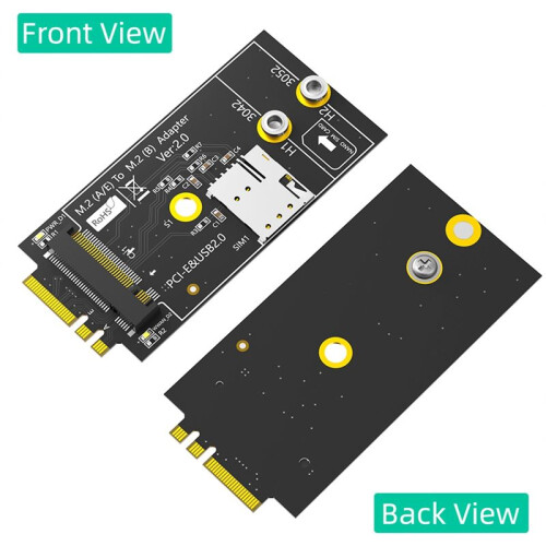 M.2 Key B Naar A+E-Adapter met -Simkaartsleuf voor 3G/4G/5G-Module 1