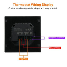 Thermostat 16A Floor Heating Temperature Controller with LED Touch Screen 85-265V Electric Heating Control Black