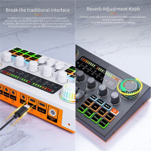 F999 Ultra Sound Card Touch Screen Mixer K Song Recording Accompaniment Independent Live Sound Card White