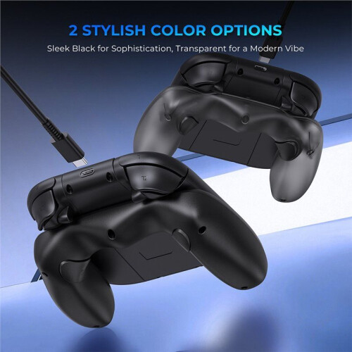 For  2 Left and Right Handle Charging Grip Multi-Function Charging Handle & Back Button Function Transparent Gray 2