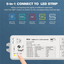 Tuya Zigbee LED Controller 5in1 RGB CCT RGBW RGBCCT 12V 24V 15A LED Strip Light Life Voice Alexa Home WZ5