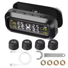 Tire Pressure Monitor System Temperature Warning Fuel Save with 4 External Sensors Solar TPMS Car Tyre Pressure Monitor