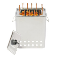 2 in 1 Portable Vertical Charcoal Smoker Grill, Smokeless Square BBQ Barbecue Grill for Camping and Outdoor Cooking