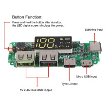 4st 18650 Laddningskort med Dubbel USB 5V 2.4A Mobil Powerbankmodul 18650 Litiumbatteriladdningskort