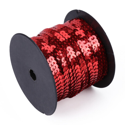 DIY 100 Yards 6mm Red Shiny Flat Round Sequin Sewing String Line 1
