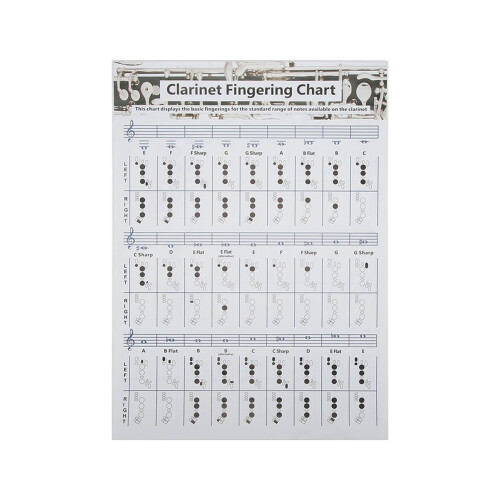 Clarinet Fingering Chart Poster 56cm Coated Paper Accessory for Beginners 1