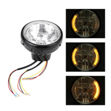 Universal Motorcycle Headlight Turn Signal Lamp 2250LM 12V Black