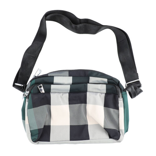 Large Green Plaid Nylon Messenger Bag, Versatile Casual Pack 1