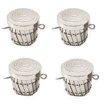 4X Round Finish Bags Hardware Purse Frame Parts Pen Bag Clutch Frame Clasp Coin Cylinder Purse Accessories(Silver)