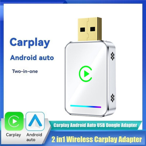 2IN1 Wireless CarPlay Android Auto   Box USB Adapter Dongle Plug  Converts Wired Carplay to Wireless A 2