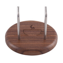 2X Espresso-Siebträger-Wandregal Walnuss-Wandhaken mit Edelstahlhaken, Geeignet für 51/54/58-mm-Siebträger