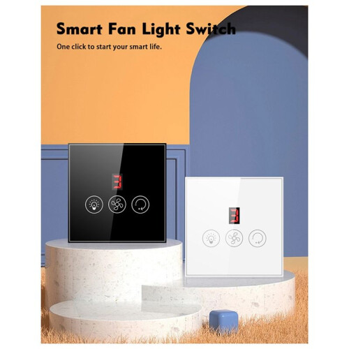 Tuya   Controller EU Plug Ceiling Fan Lamp  Remote APP Control Speed Works with Alexa  Home Black 2