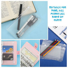 96 Pieces Binder Pockets 6 Holes Zipper Binder Pouch Folders Clear Waterproof PVC Loose Leaf Bags (A6)