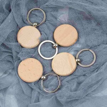 40 Pcs Blank Wooden Keychain Personalized Round Engraving Key Diy Wood Keychains Key Tags Can Engrave Diy Gifts