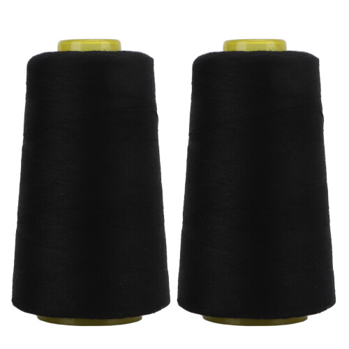 High Quality Polyester Serger Thread 2Pcs Black 402 Fadeless & Robust 1