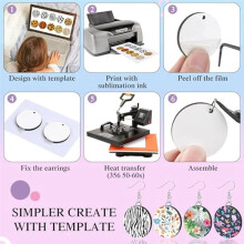 Sublimation Earring Blanks with Earring Hooks,Jump Rings,Ear Plugs,Earring Cards Holder and Transparent Packaging Bags