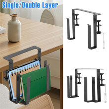 Metal Clamp- Desk Side Storage Rack Double Layer No Drilling Organizer Double Layer