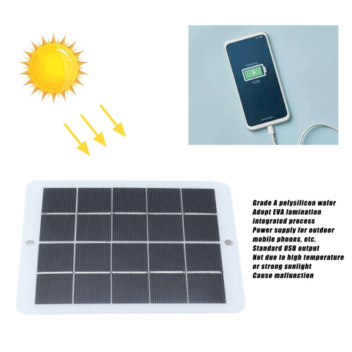 Polycrystalline Solar Panel Charger 3W 5V USB Portable for Camping 2