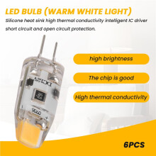 6 STÜCKE G4 LED Birne 12V Dimmbare COB LED G4 Birne 1.5W 360 Abstrahlwinkel Ersetzt 15W Halogenlampe (Warmweiß)