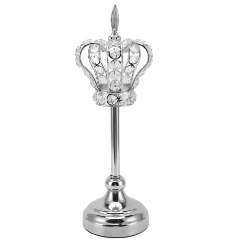 Castiçal Coroa Prateada – Ferro e Cristal, 37cm 1