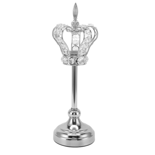 Castiçal Coroa Prateada – Ferro e Cristal, 37cm 2