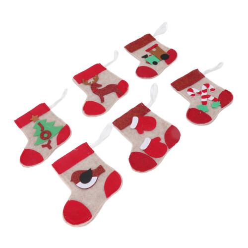 Christmas Sock Ornament Set – Cloth, 6Pieces 1
