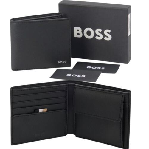Hugo Boss Mens Leather Wallet Zair_4cc Bifold Credit Cardholder