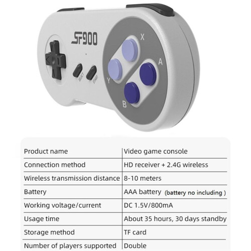Console per Videogiochi Retrò SF900 HD Game Stick con 5000 Giochi per Controller Wireless NES SNES Console A 16 Bit 2
