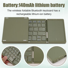 BO89T Wireless Folding Keyboard with Trackpad Rechargeable Trifold Keyboard for IOS and Windows