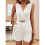 Women'S Suit Collar Jumpsuit White XL 2