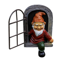 Statua Dello Gnomo da Giardino, Elfo Fuori Dalla Porta Abbraccia Albero, Divertente Decorazione 'Albero da Giardino, Decorazione del Portico del