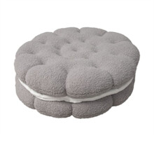 Rund SläNgkudde Plysch Cookie Golvkudde Kex Tjock Sittkudde Rund Golv Kudde Yoga Meditation Pad-E