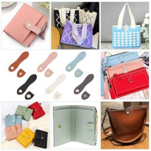 6 Colors PU Leather Purse Sew Snap Buckle, 12 Sets Sew PU Leather Tab Closures Buckles Bag Sew Snap Closure