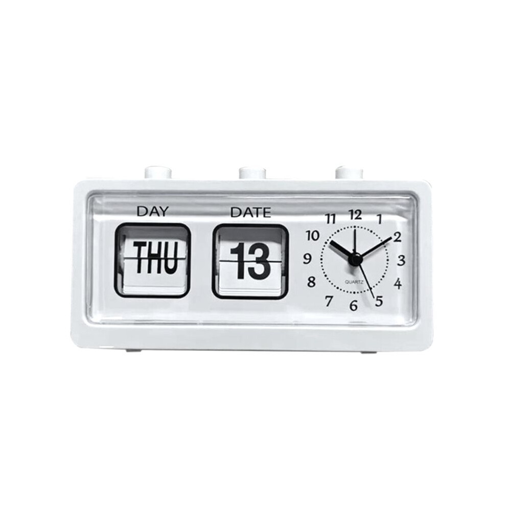 Mechanical Alarm Clock Novelty Flip Clock Desktop Digital Clock With Calendar Clock Home Decor Retro Decor, White 4714193809741