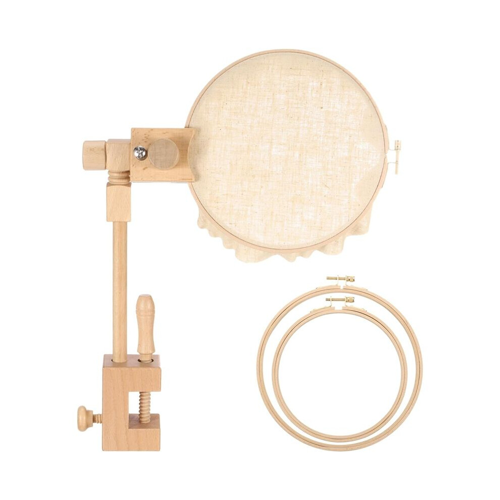 Embroidery Hoop Stand, Adjustable Rotated Beech Wood For Diy Art ,Needlework Projects,With 6In&8In Embroidery Hoop Grain 6031377049723