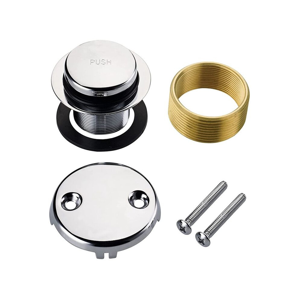 Chrome Tip Toe Bathtub Tub Drain Conversion Kit Assembly, Tub Drain Trim Kit With Two Hole Overflow Faceplate 6034095594162