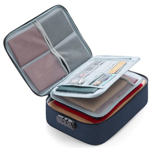 Important File Pocket Holder,Document Organizer Box,Oxford Waterproof Document Storage Bag with Safe Code Lock ()