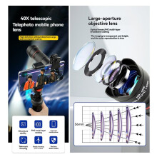 40X  Telephoto Lens with Tripod for Smartphones Ideal for Hiking Camping Wildlife Observation & Moon Photography A