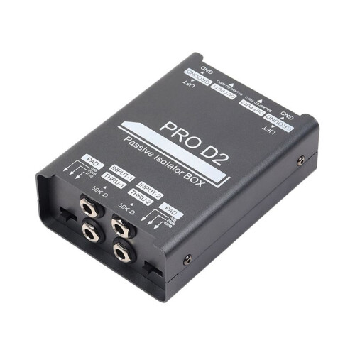 PRO D2 Passiv Isolator BOX Ljudisolator Basgitarr DI Box Impedansomvandlare DI BOX Strömljud Brusmixer 2