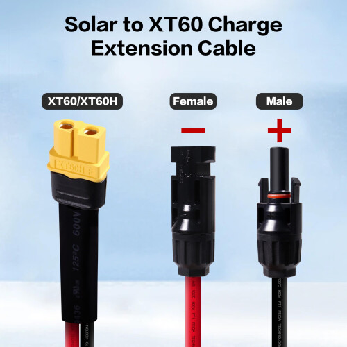 10AWG 2ft Solar Panel Extension Cable to XT60H Connector for Efficient Solar Charging 2