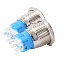 5PCS Metal Push Button 12v 19mm Ring Lamp Power Symbol Waterproof LED Light Self Lock Reset with Connector