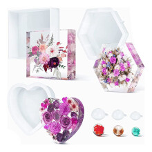 Uppgradera Epoxisilikonformar, Hartsformar för Blomkonservering Deep Square Hexagon Heart Silikonformar