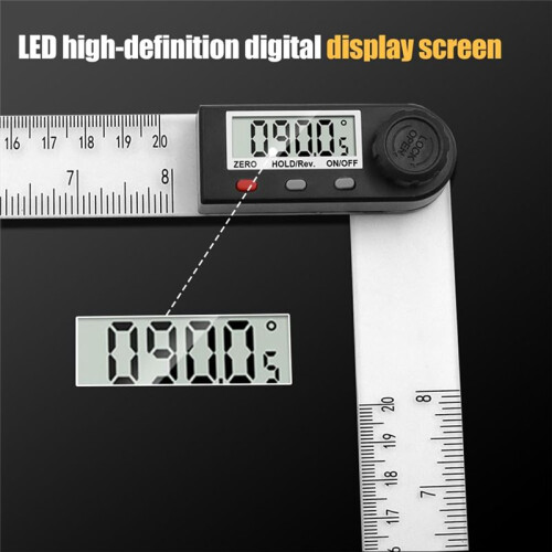 Digital Display Angle Ruler,2-In-1 Precision Ruler & Digital Angle Finder Protractor, (ABS-300MM) 2