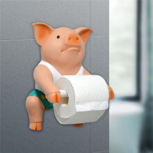 Lustiger Toilettenpapierhalter in Schwein-Form, Wandskulptur, Wandhalterung, Tierfigur, Toilettenpapier-Organizer für Badezimmer und Küche