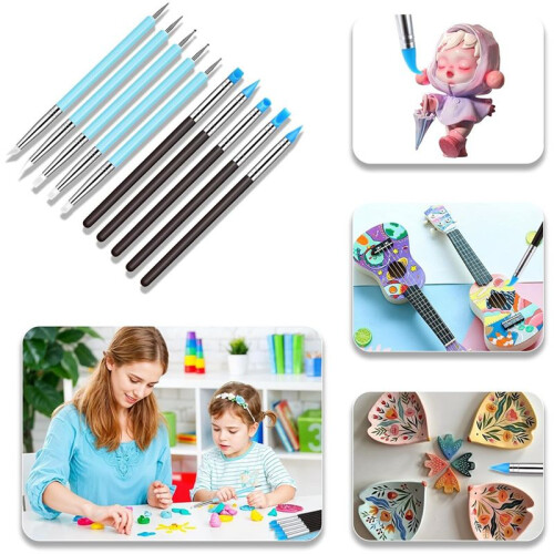 10 PCS Rubber Clay Sculpting Tools, Silicone Sculpting and Polymer Clay Tools, Modeling Dotting Tools 2