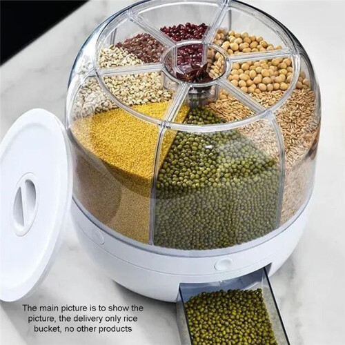 360 Rotating Grain Dispenser Grain Storage Box Transparent Sealed Jar Circular Kitchen Rice 1
