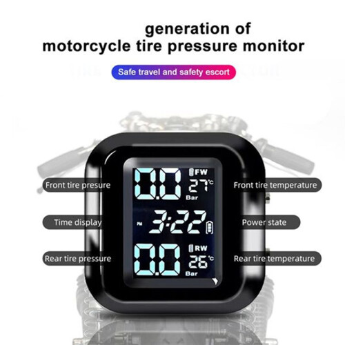 Motorcykel Externa Däcktryckssensorer Solenergi TPMS Däcktrycksövervakningssystem Däcklarm Digital Display 2