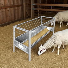 Stainless Steel Goat Hay Feeder 5ft Long 88 Gallon 2 in 1 Livestock Trough for Goats Sheep Ponies
